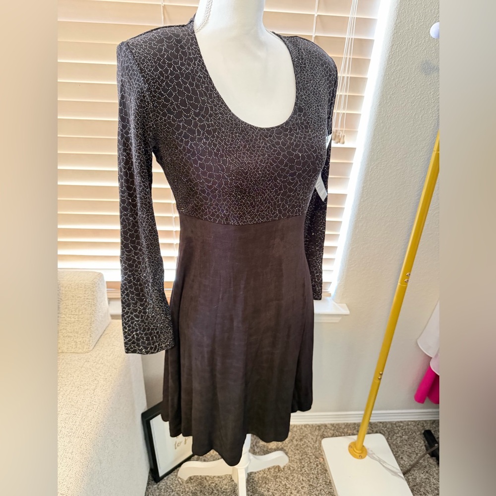 Vintage NWT Elegant Black and Gray Women's Dress